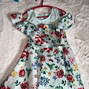 Knit works 6x cold shoulder dress green floral